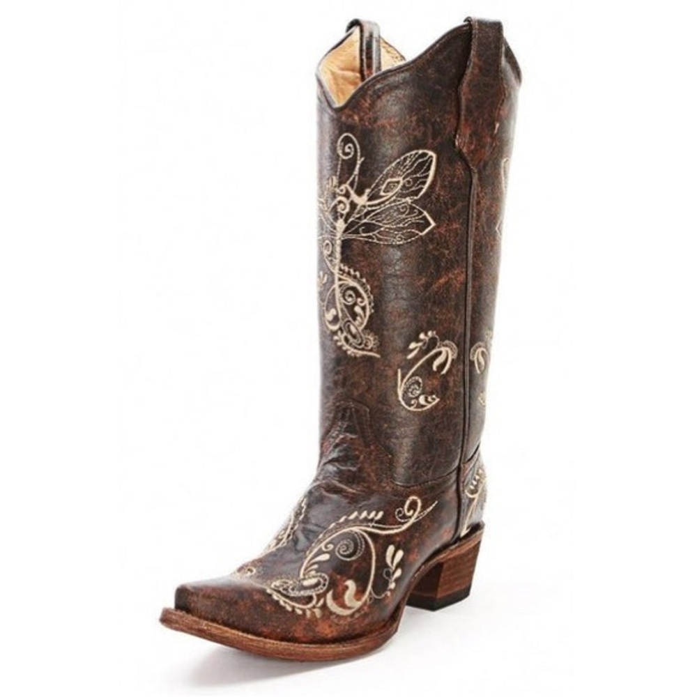 Circle G by Corral Ladies Distressed Dragonfly Cowboy Boots Cowgirl Size 10